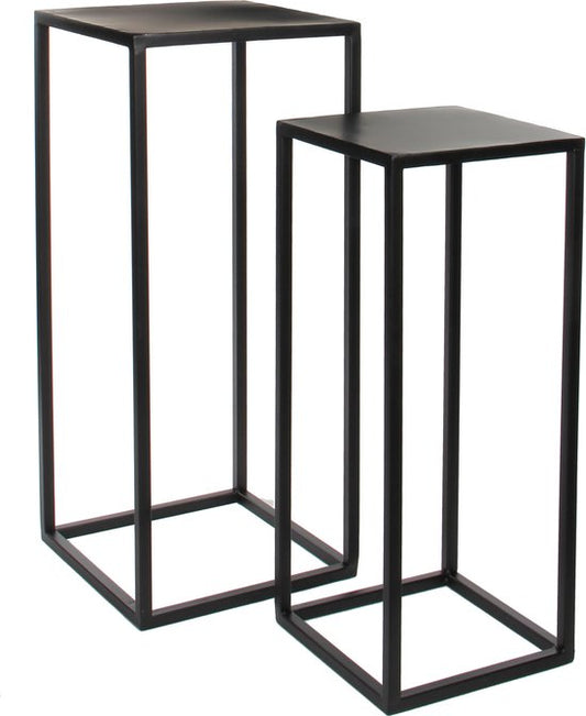 Mica Decorations Goa Bijzettafel - Set van 2 - L30 x B30 x H70 cm - Metaal - Zwart