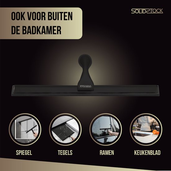 Douchewisser Zwart RVS - Luxe Trekker Douche - Ophanghaak Zonder Boren - Douche Trekker Zwart
