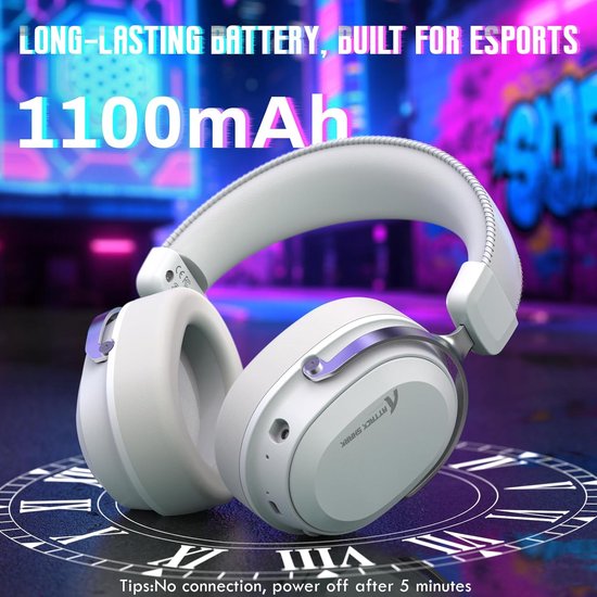 ATTACK SHARK L30PRO Draadloze Gaming Headset - 7.1 Surround Sound - 50mm Drivers - 20ms Lage Latency - Afneembare Microfoon met Ruisonderdrukking - Frame van Aluminiumlegering - Tri-Mode Connectiviteit - Over-Ear Headset - Wit