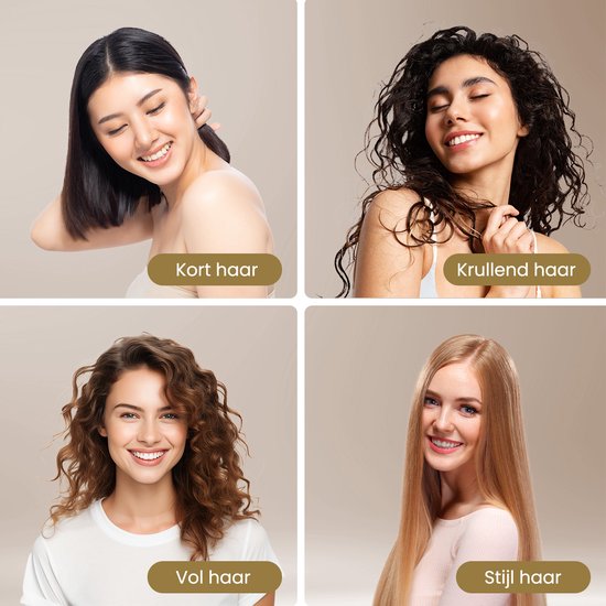 Auronic 4-in-1 Föhnborstel - Airstyler - Kammen - Stijlen - Krullen - Föhnen - 37 mm Krulborstel - 360 Graden Airflow - Zwart/Goud