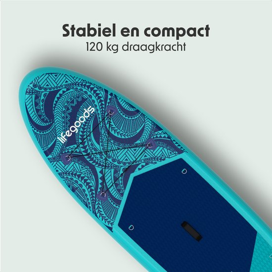 LifeGoods SUP Board Allround Compact - 100 KG Draagkracht - 300 x 76 cm - Opblaasbaar - Compleet SUP pakket - Blauw