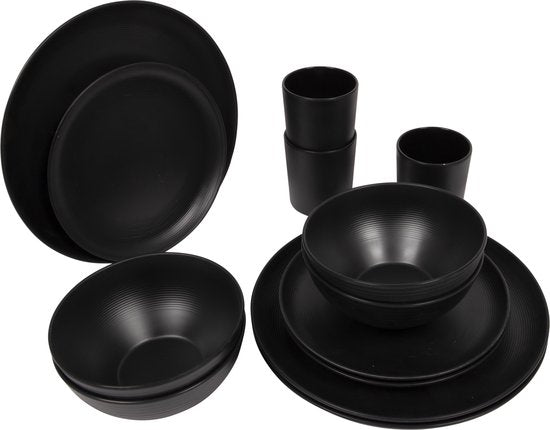 Bo-Camp - Industrial - Servies - Orville - 16 Stuks - Zwart