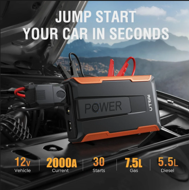 Utrai T1 Jump Starter 2000A - Zwart - 13200mAh Power Bank