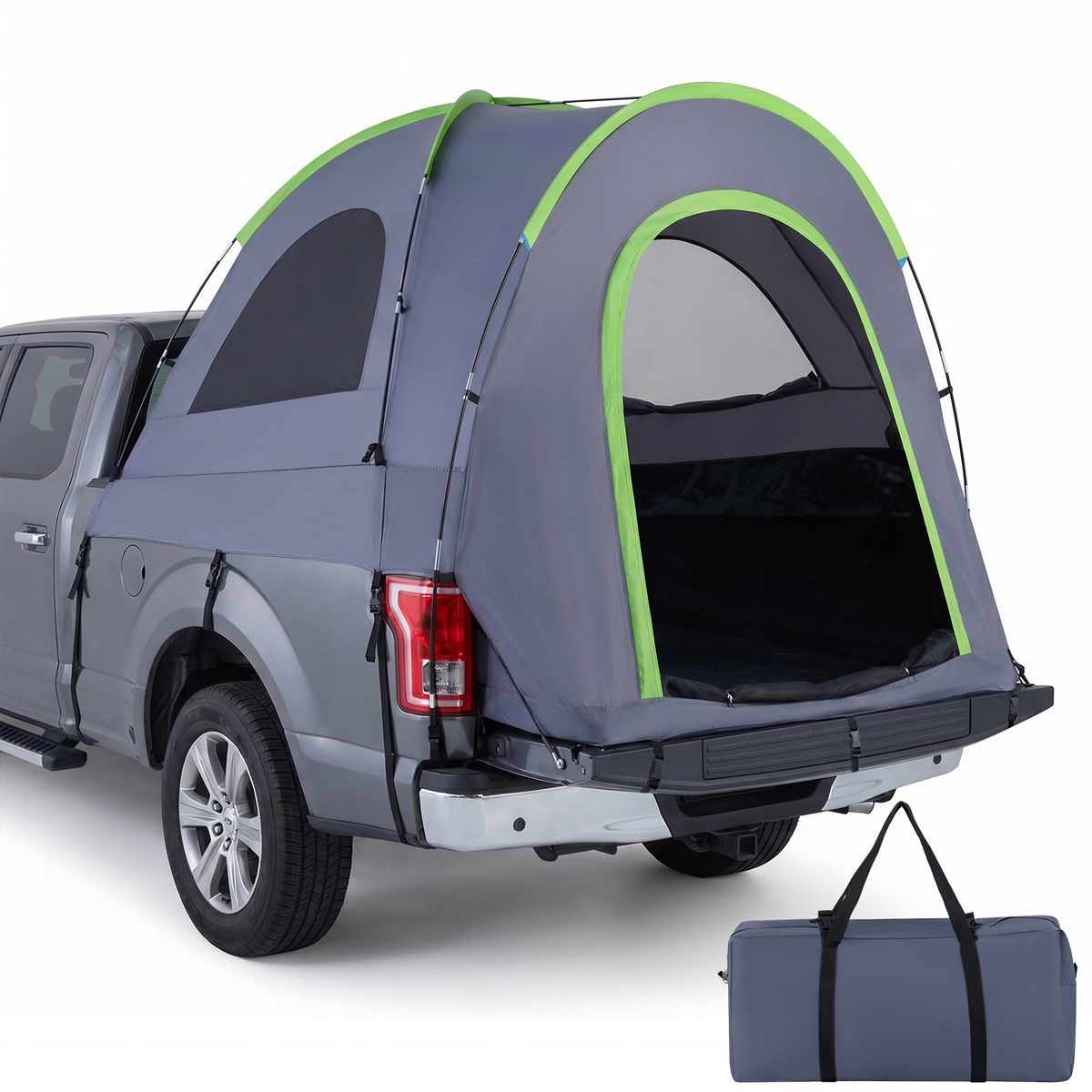 Coast Pick-uptruck Achtertent - voor 4 personen - afneembare regenhoes - groen en grijs