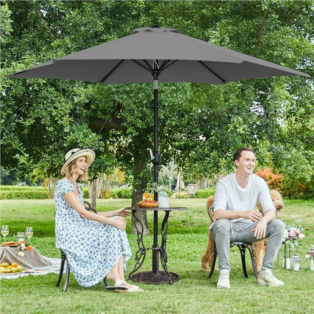 Yaheetech Tuinparasol met Kantelfunctie en Slinger - Grijs - Ø 269 x 241 cm