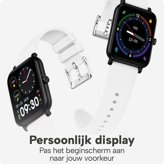 Smartwatch voor Dames en Heren - Stappenteller, Bloeddrukmeter en Hartslagmeter - Sporthorloge - Spatwaterdicht – Wit - BREND BR-2223