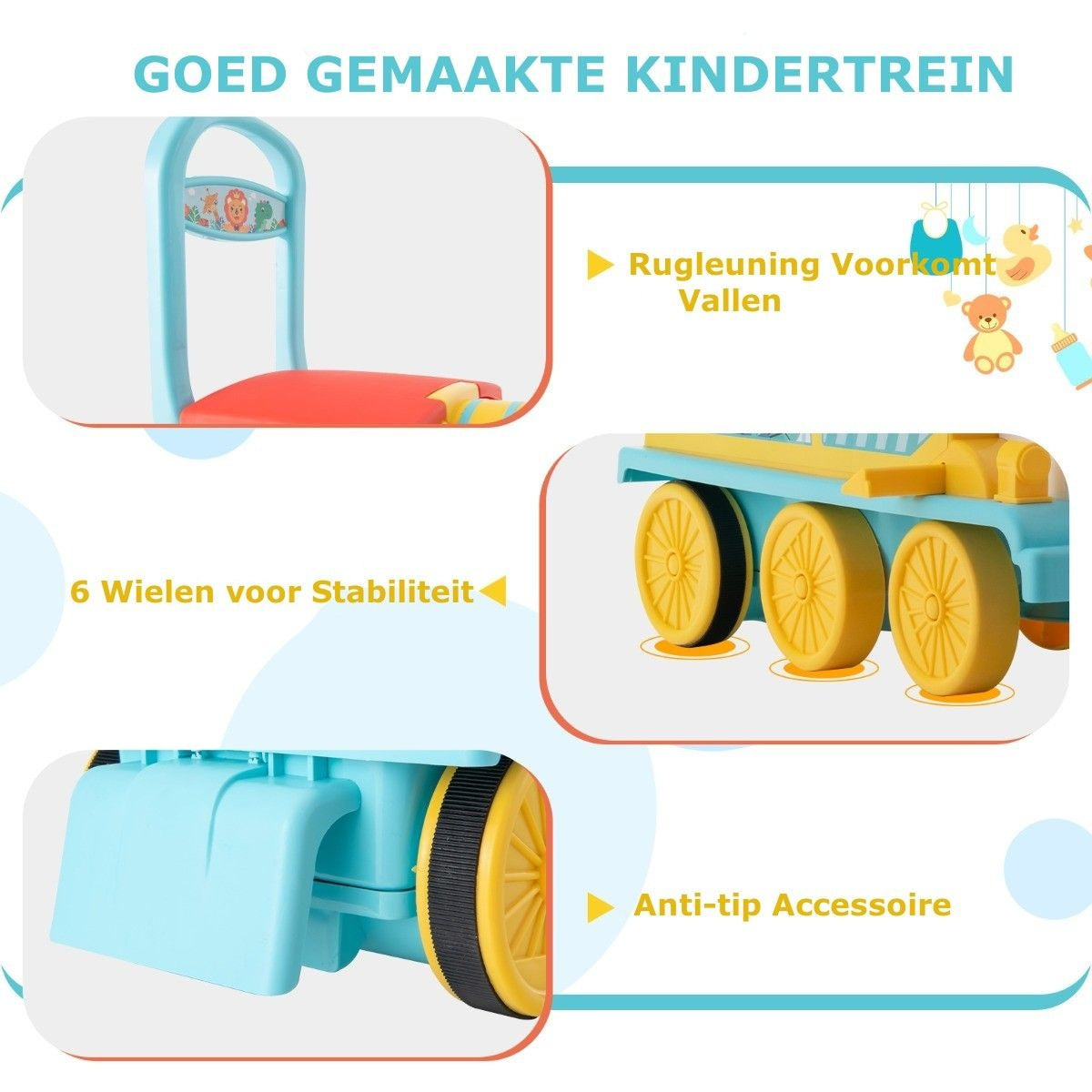 Coast 6V Electric Children's Train om op te staan ??met 16 stukjes rails voor kinderen vanaf 3 jaar