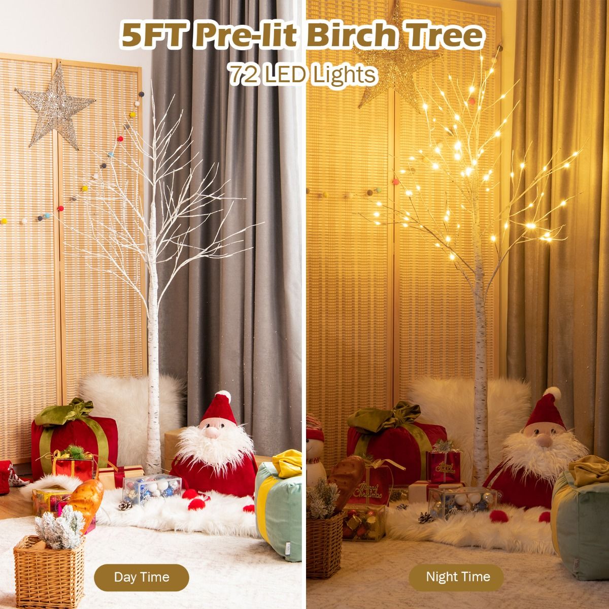 Coast Verlichte Kunstmatige Berkenboom - 72 Warm Witte LED-Lampjes - 150 cm Hoog - Wit