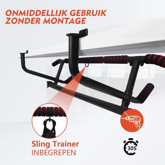 DH FitLife - Optrekstang voor deurkozijnen - Zonder schroeven - Incl. Slingtrainer - Voor deurkozijnen 70-92 cm