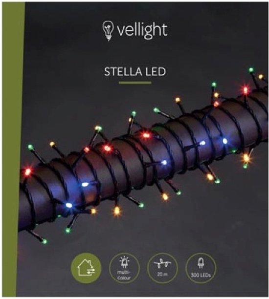 Stella LED, lichtslinger, 20 m, 300 leds, veelkleurig, groene kabel, voor binnen en buiten, 24 V