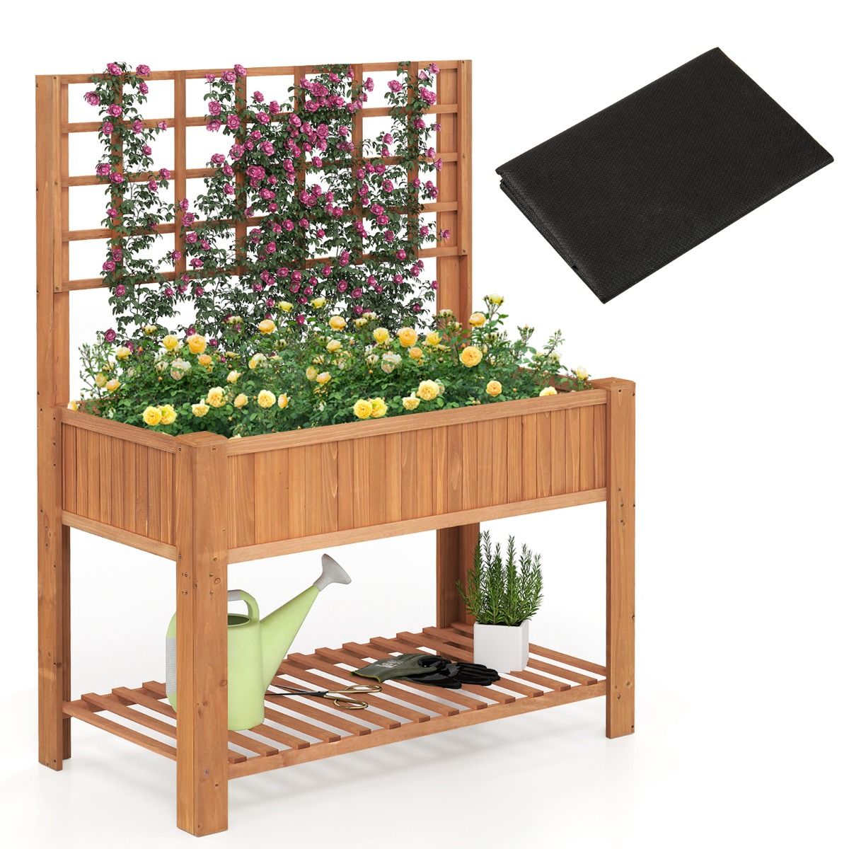 Coast Houten Verhoogd Tuinbed - met klimrek - opbergruimte - bruin