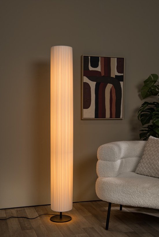 Lucide FOLD - Vloerlamp - Ø 20 cm - 3xE27 - Wit - Japandi