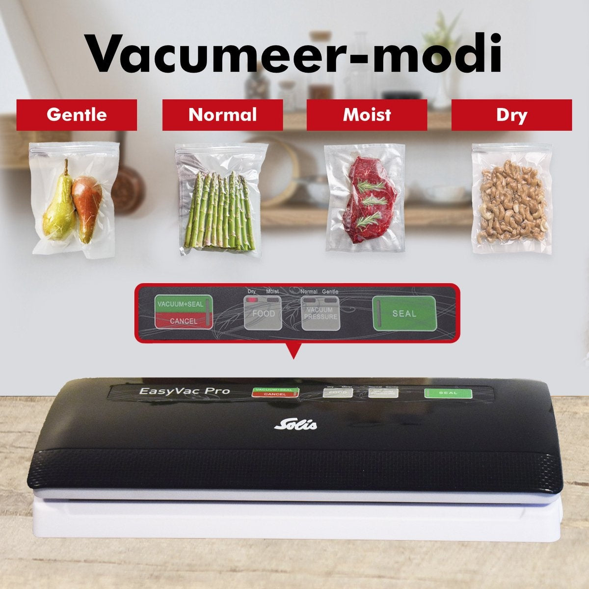 Solis Vac Pro 569 Vacumeermachine - Vacuüm Sealer - Vacuümmachine met Slangaansluiting - Zwart/Grijs