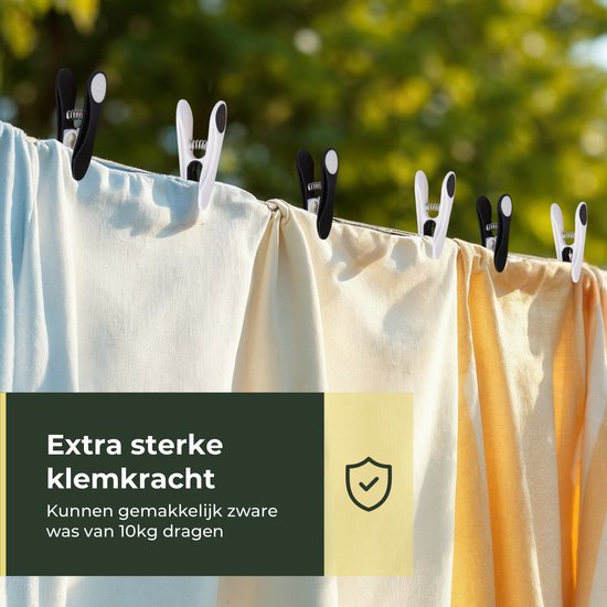 Gandria Wasknijpers 48 Stuks - Kunststof Wasknijpers - Set van 48 Plastic Knijpers - Wasrek Knijpers 10 Kg - Zwart/Wit en Wit/Zwart