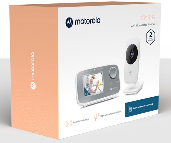 Motorola Nursery Babyfoon met Camera - Baby Monitor VM482 - Baby Camera met 2,4‑inch Kleuren Display, Tweeweg Communicatie, Temperatuurmonitor en Infrarood Nachtvisie - 300M Bereik