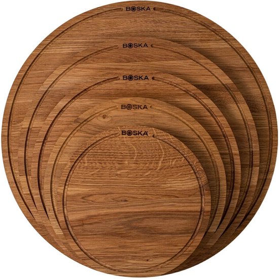 Boska Pizzaplank Friends XL - BBQ Accessoires - Eikenhout - Handige opvanggeul - Ø 40 cm