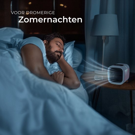 tectake® Aircooler Frosty met LED-Verlichting - 2 Koelstanden - 8W - 3-in-1 Luchtkoeler met Waterreservoir - Zonder Afvoerslang - Inclusief USB-Kabel en Trechter - Mini Airco - Wit