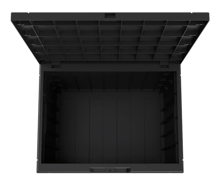 LifeGoods Opbergbox XXS 118L - Tuinkussen Opbergbox - Waterdicht - Weerbestendig - Houtlook - Met Slothouder - Grijs