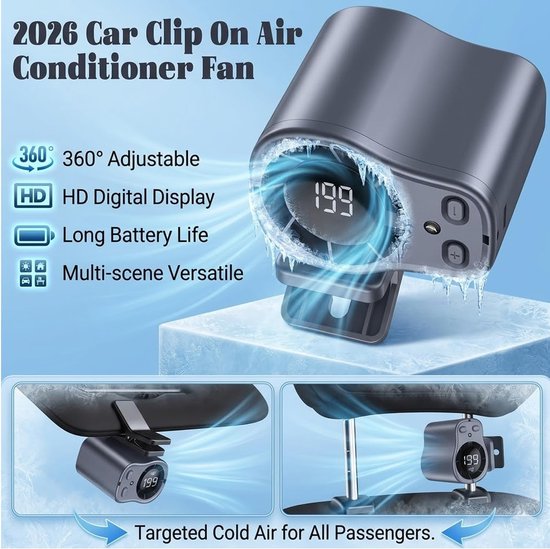 VHV-Draagbare Mini-Ventilator - High-Speed Handventilator met Clip - Oplaadbare Riemventilator met USB - Stille Handsfree Nekventilator voor Paraplu, Festival en Outdoor