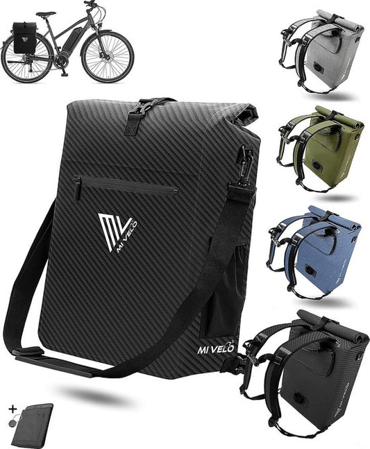 MIVELO 3-in-1 Fietstas – Bagagedragertas, Rugzak & Schoudertas – 25L – Waterdicht & PVC-vrij – Afneembare Laptoptas – Zwart