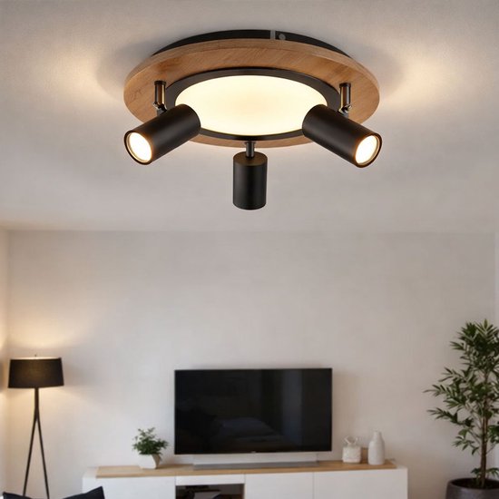 Globo - plafonniere - Kassu - naturel zwart - metaal - Ø 40cm - LED - 67307D