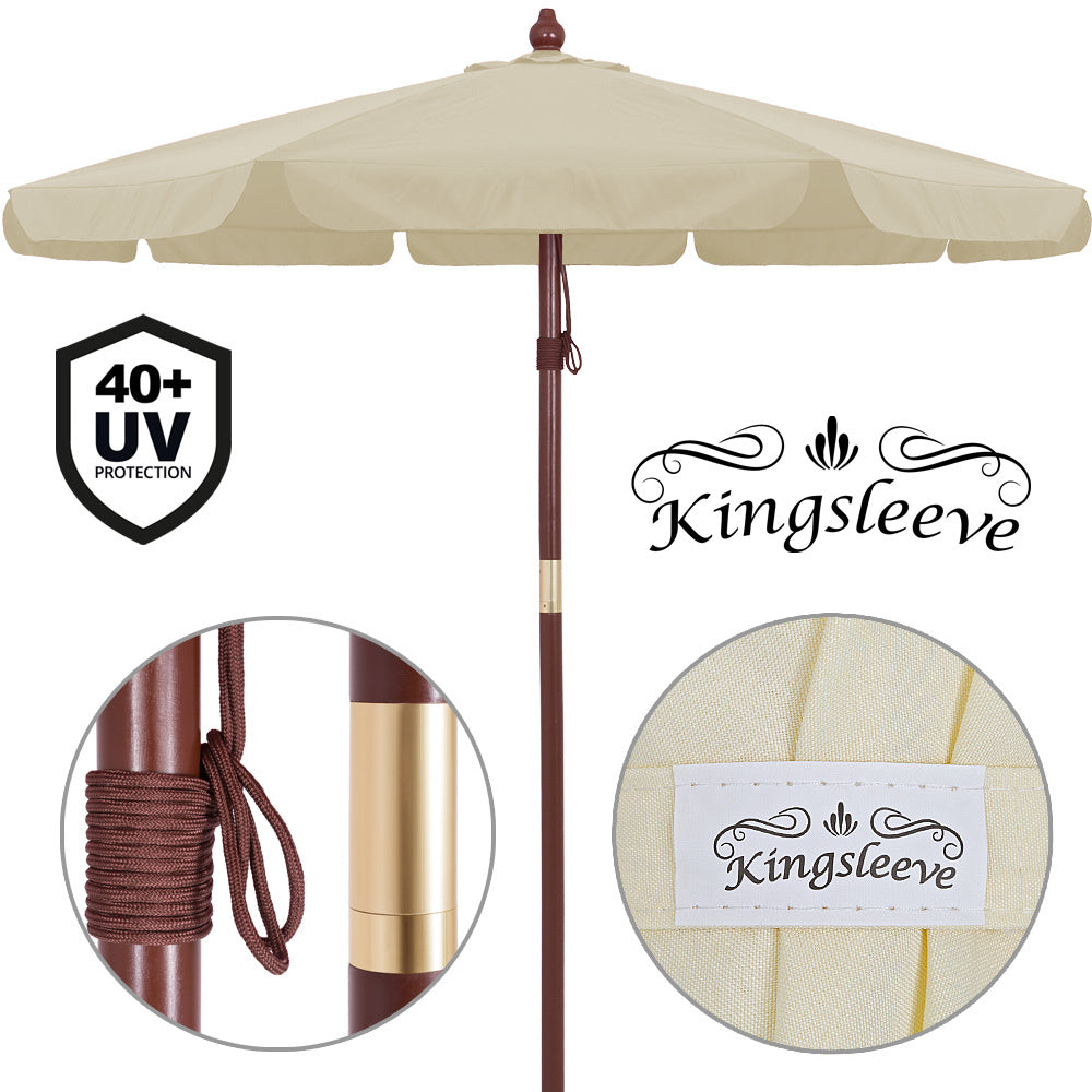 Kingsleeve Parasol 330cm - Waterafstotend UV Bescherming 50+ - Crème
