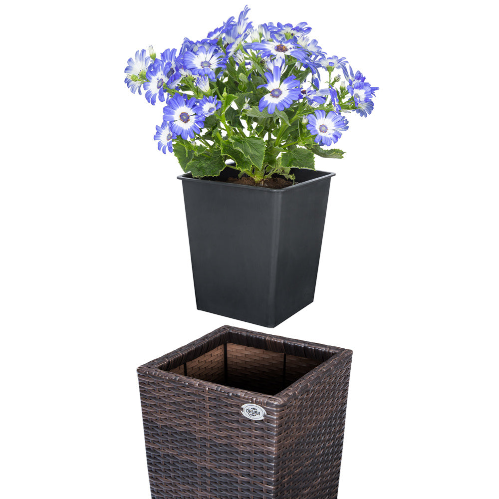 Casaria Bloempotten polyrotan set van 3 bruin