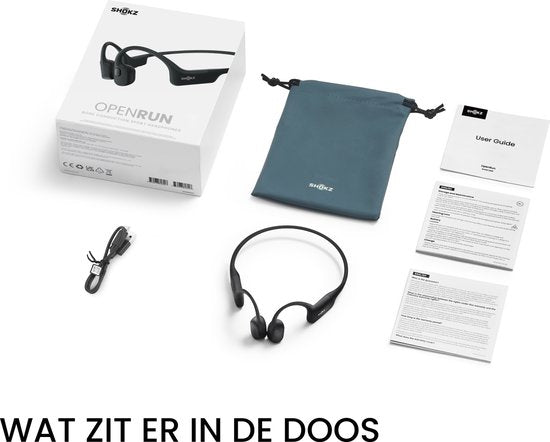 Shokz OpenRun USB-C Open-ear Sporthoofdtelefoon – Bone Conduction – Draadloos – IP67 – Zwart