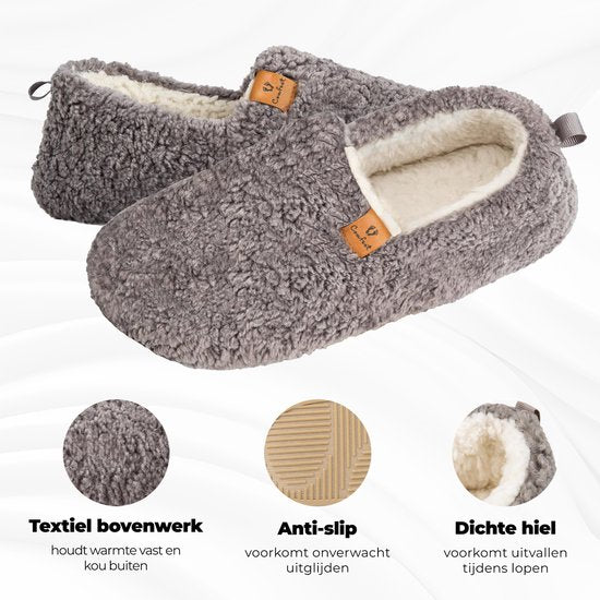 Pantoffels Dames - Sloffen - Maat 40/41 - Grijs - Anti-slip - Comfeet