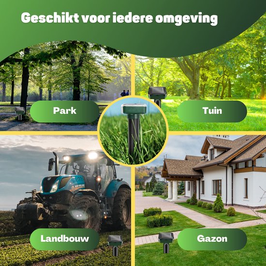 Vulpes Goods® Verjager - Mollenverjager - 4 stuks - Muizenverjager - Mollenbestrijding - Werkt op zonne-energie - Waterdicht - Diervriendelijk - Strakke tuin, gazon of perceel!