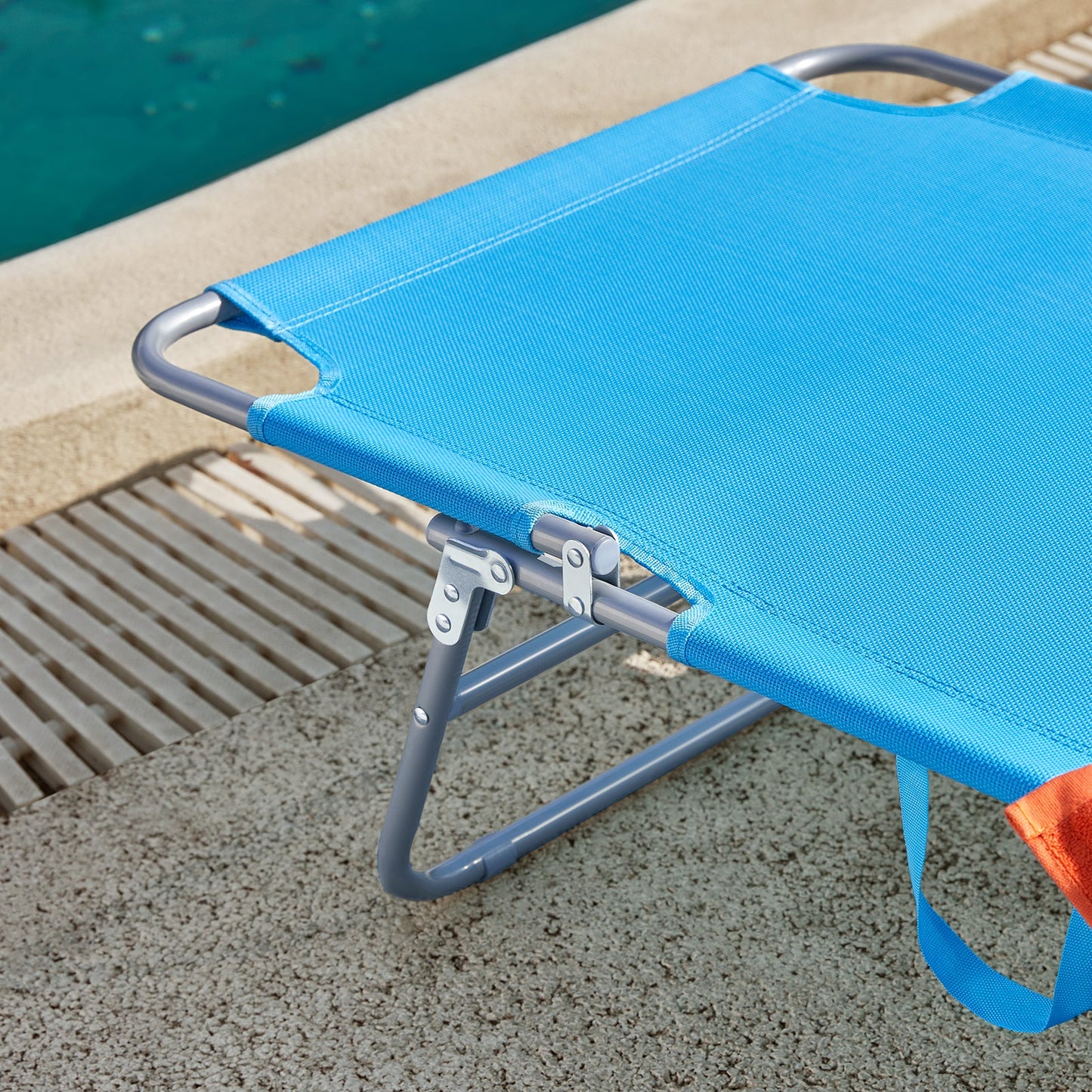 SoBuy Ligbed OGS48-B - Afneembaar Kussen - Verstelbaar Zonnedak - 189 x 28 x 62 cm - Blauw