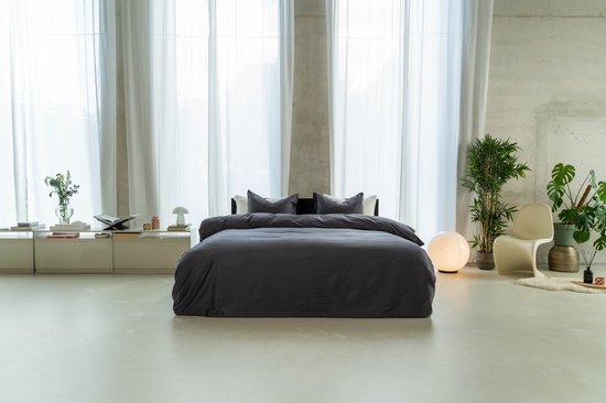 Kayori Satijn Dekbedovertrek Saya 240x200/220 cm + 2 slopen – Antracite – 100% Katoensatijn