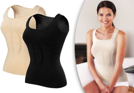 Milanoro - Figuurcorrigerend ondershirt voor dames - Zwart - L