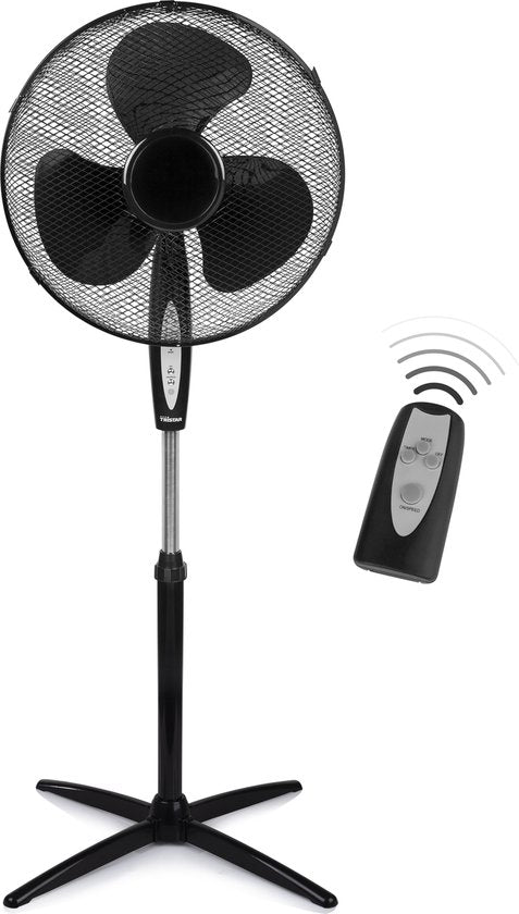 Tristar Statiefventilator 40 cm – Met Afstandsbediening & Timer – 3 Snelheden – In Hoogte Verstelbaar – VE-5899 – Zwart