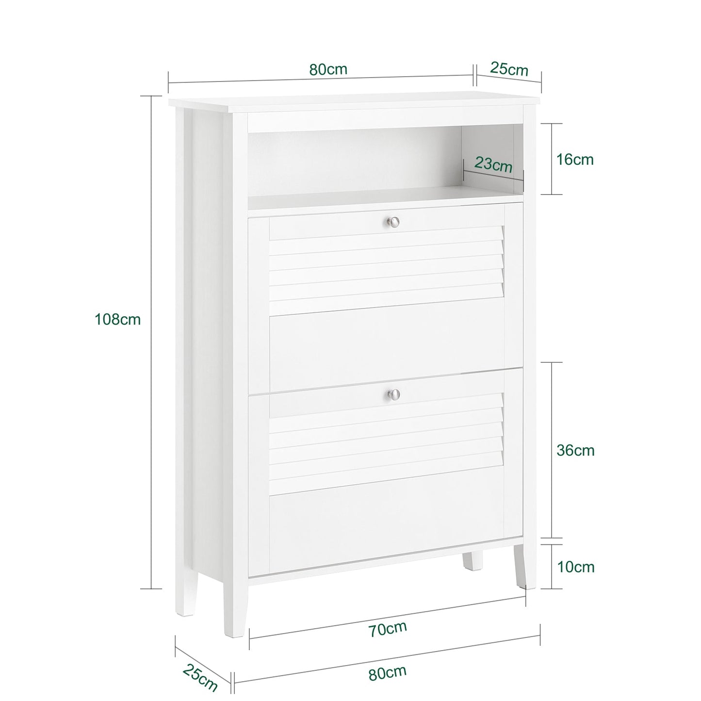 SoBuy Schoenenkast - 2 Kleppen- Klassiek  - 80 x 25 x 108 cm - Wit