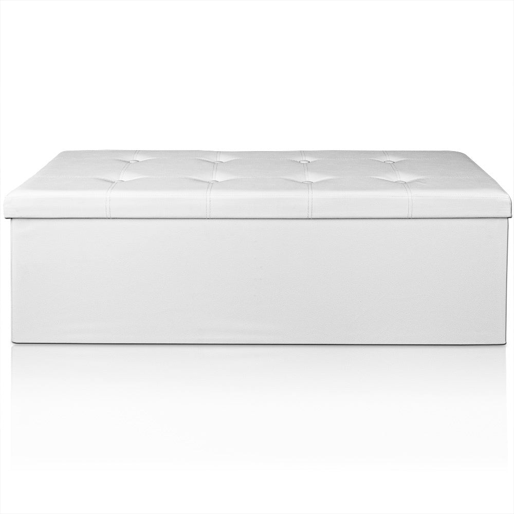 Casaria Zitbank met Opbergruimte \\u2013 115x40x40cm Kunstleer 131L - Wit