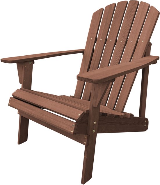 AXI Carmen Adirondack Stoel Coffee – Houten loungestoel met armleuningen – Hoge rugleuning - 90,5x78,4x93cm