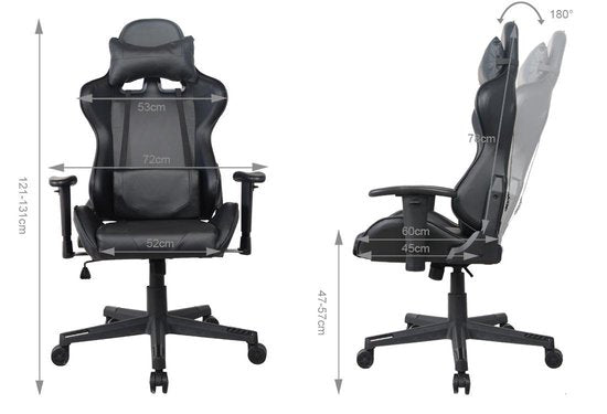 Gamestoel Thomas - bureaustoel racing gaming - ergonomisch - zwart