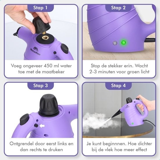Motionflow 14-in-1 Stoomreiniger - Handstoomreiniger voor kleding - 1150 Watt handstomer - Stoomapparaat vloer, bank & tapijt - Vlekkenreiniger - Tapijtreiniger - 450 ML - 14-Delige accessoires Set
