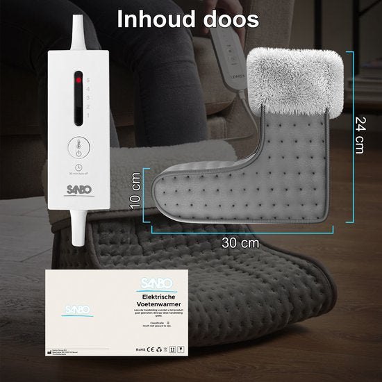 Sanbo Elektrische Voetenwarmer met Timer - 5 warmtestanden - Wasbare Binnenvoeging - Elektrisch - Voeten Warmer - Antraciet