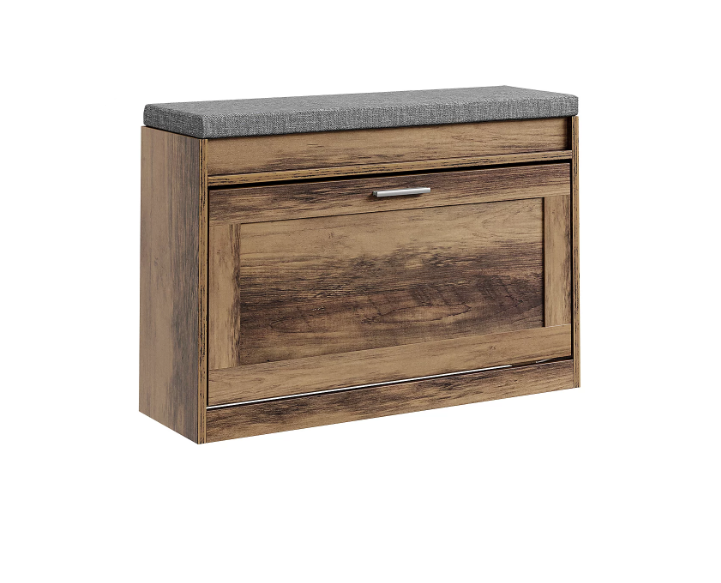 SoBuy Schoenenbank 75 x 24 x 53 cm - Bruin - Met 2 Uitschuifbare Legplanken en Zitting