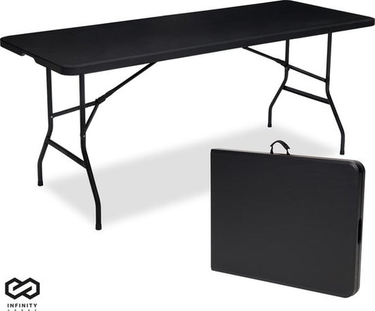 Infinity Goods Inklapbare Tafel - Vouwtafel - 180 x 70 x 74 cm - Campingtafel - Tuintafel - Draagbaar - Zwart