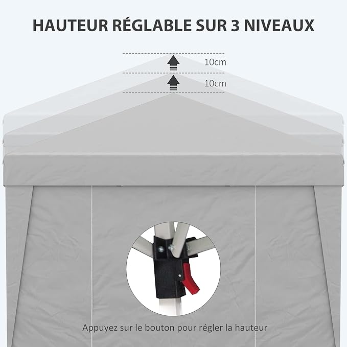 Outsunny Partytent - Paviljoen - Opvouwbaar - Met Zijwanden - Met Draagtas - 298 x 298 cm – Grijs