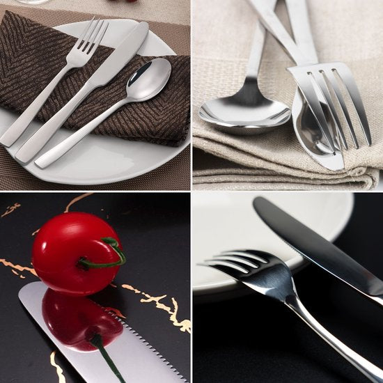 Deleca 8 Persoons Bestekset (48-delig) - Lepels, Messen, Vorken & Steakmessen - Vaatwasserbestendig - Zilver / RVS