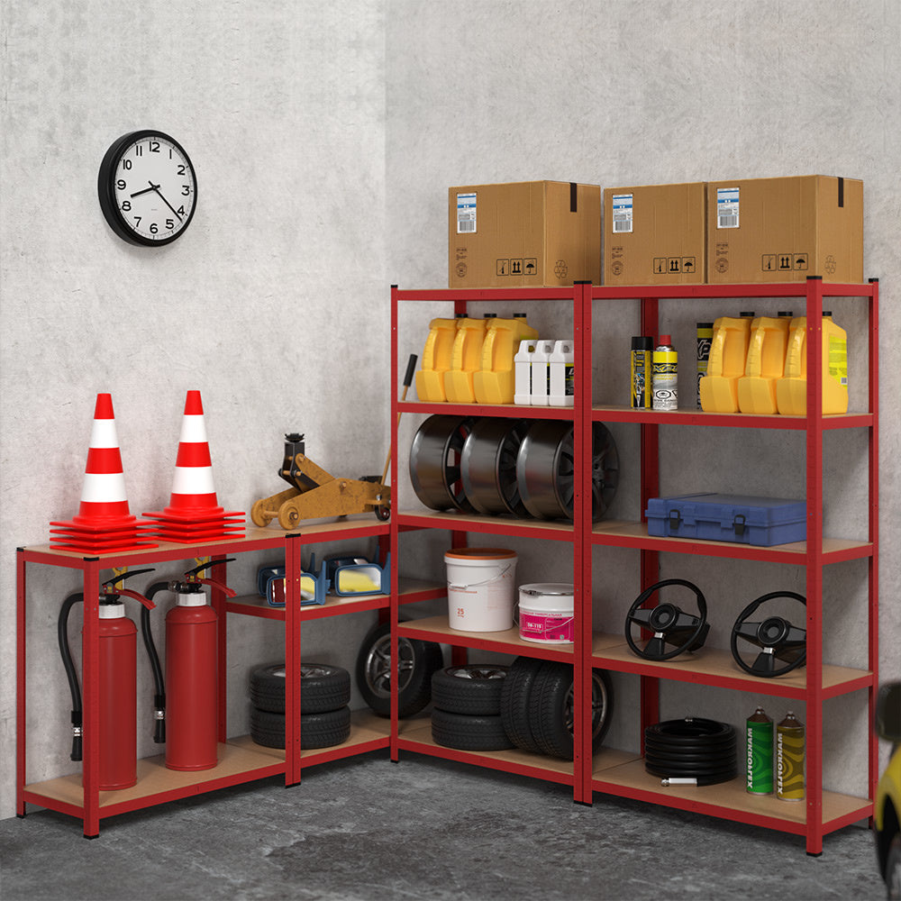 Monzana Stellingkast Metaal - incl. 5 MDF planken - tot 875kg \\u2013 Rood