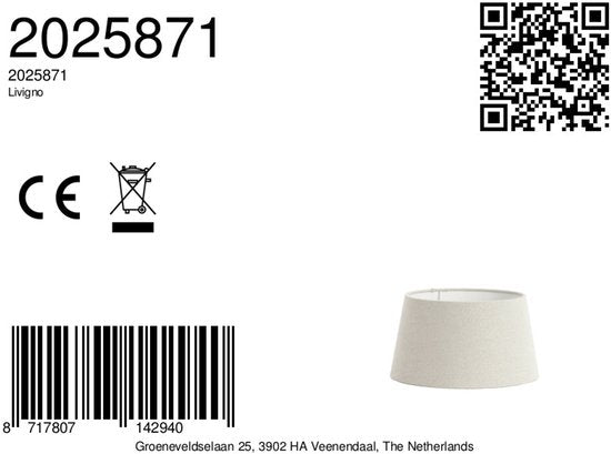 Light & Living - Lampenkap LIVIGNO - 25x20.5x14cm - Grijs