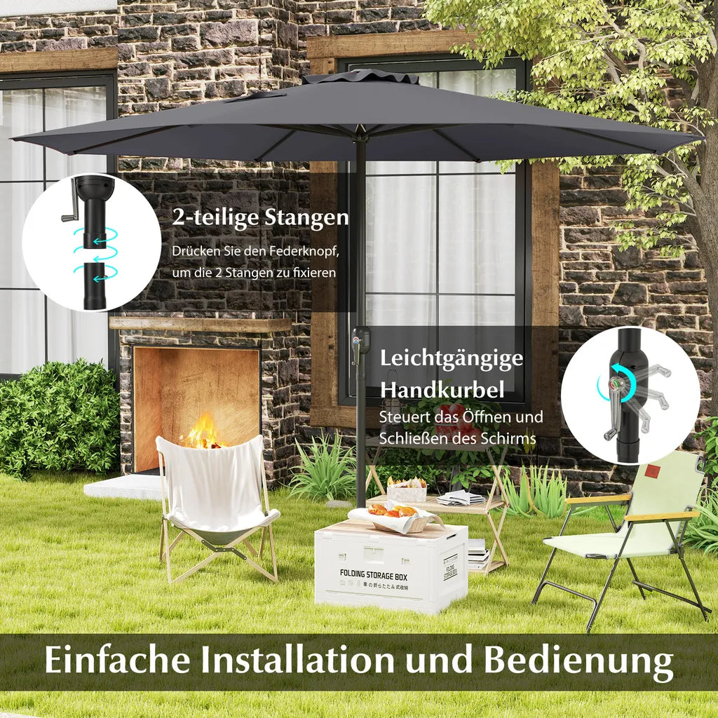 Coast Tuinparasol 350 cm - Antraciet - Met Slinger en 8 Metalen Baleinen