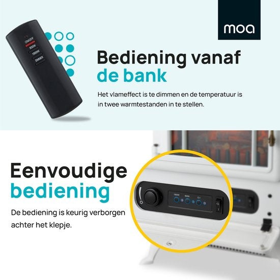 MOA Electrische Haard - Sfeerhaard Klassiek - Heater - Kachel - Vrijstaand - Wit - ES180W