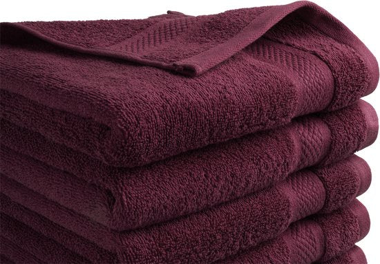 DoubleDry XL Handdoeken 70 x 140 - set van 6 - Hotel kwaliteit 500 g/m2 - 6x Bordeaux Rood