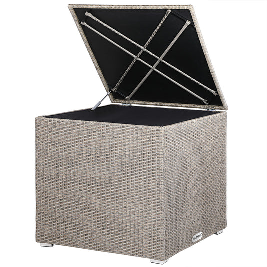 Casaria Polyrattan Kussenbox Tuinbox - Beige - 75x75x70cm